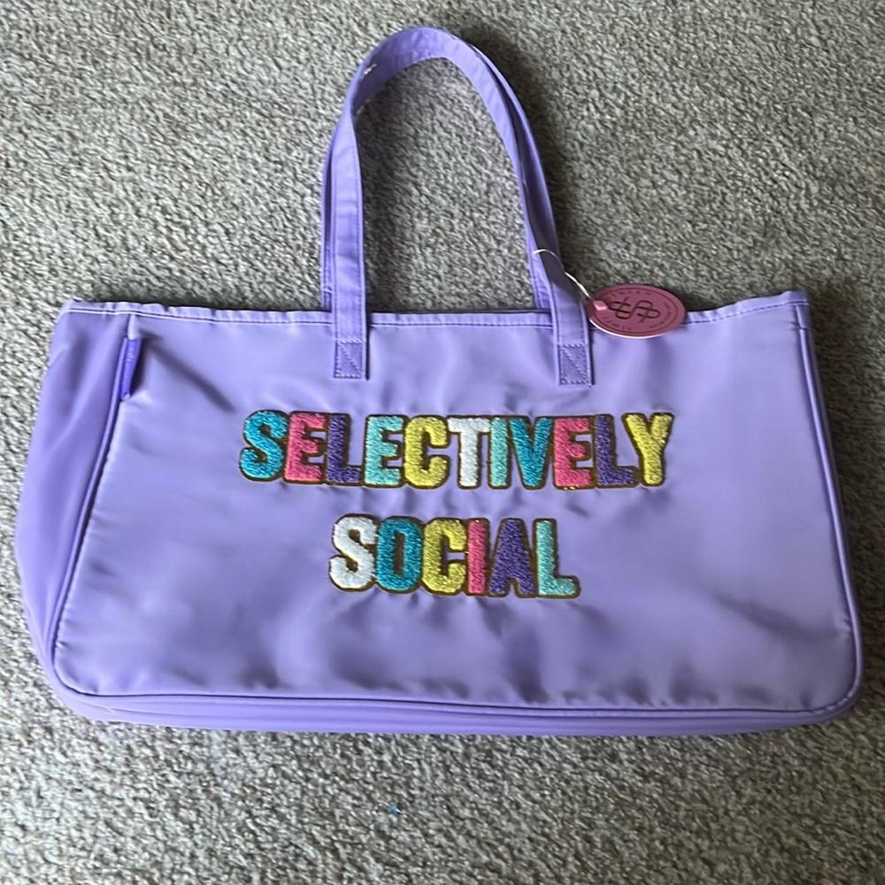 NWT Simply Southern Selectively Social Purple Sparklebag Tote